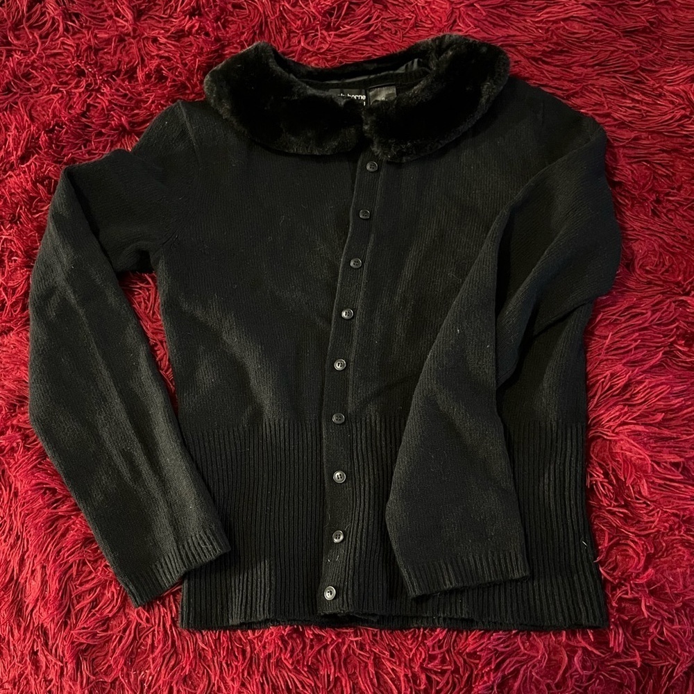 Liz Claiborne Black Cardigan Sweater Elegant Design - Picture 5 of 6